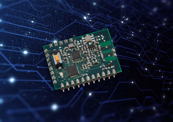 Radiometrix mesh networking radio module on a circuit board